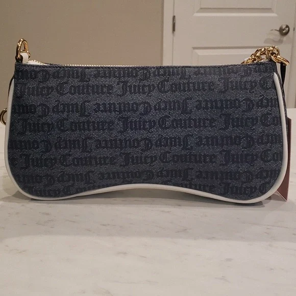 Juicy Couture NWT Blue/ White Status Denim Shoulder Bag 10.5" W × 5.5" H - Picture 2 of 6